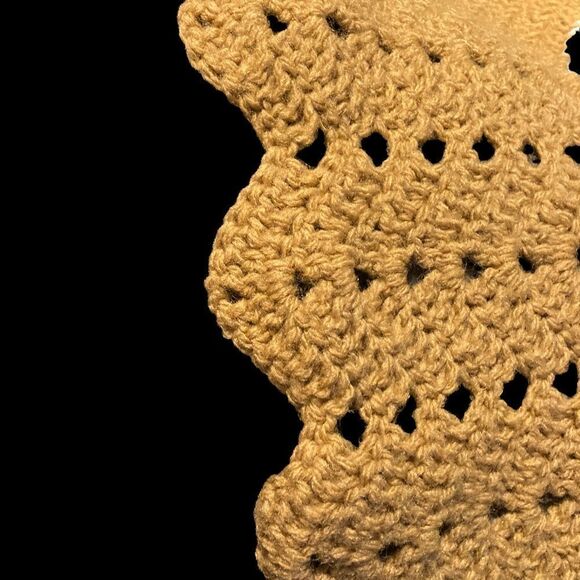 Handmade afghan lap throw crochet blanket, 33X40, brown, blue, green, pink - Picture 4 of 4